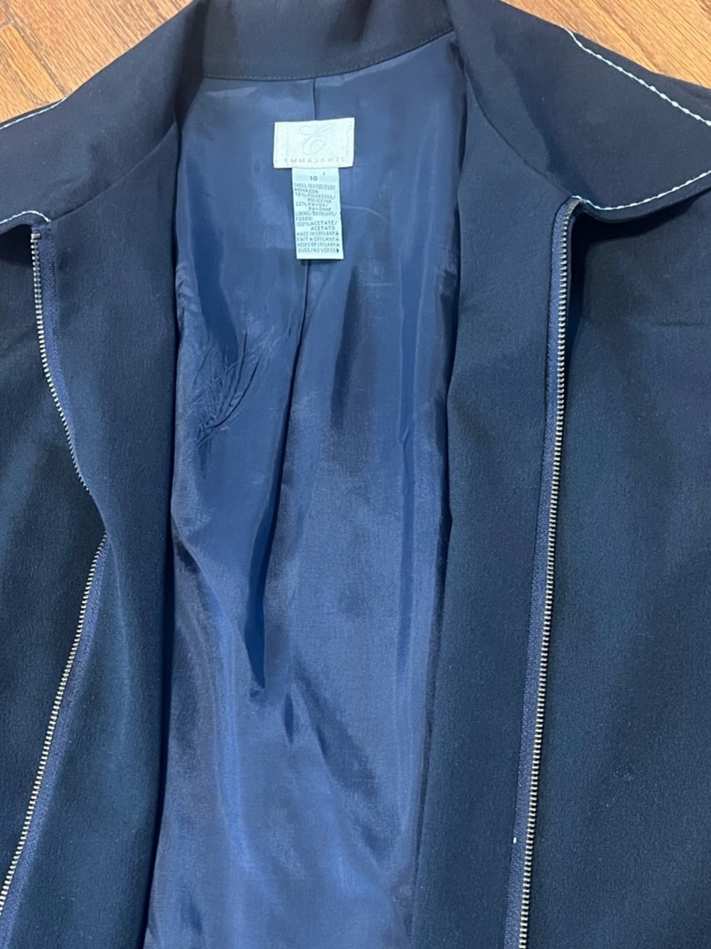Emma James Navy Full Zip Blazer Sz 10 - Picture 5 of 6